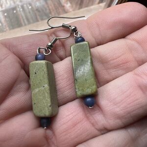 Elegant Green and Blue Tourmaline Genuine Stone Earrings